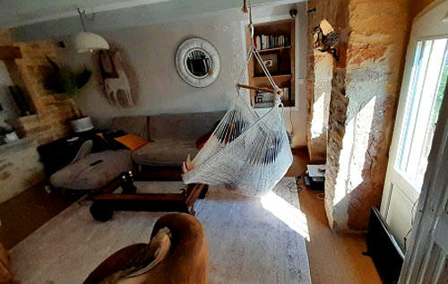 Hamac siège mexicain HSM coton naturel Écru hamac mexicain artisanal en tissu