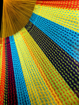 détail tissage hamac matrimonial filet coton traditionnel mexicain