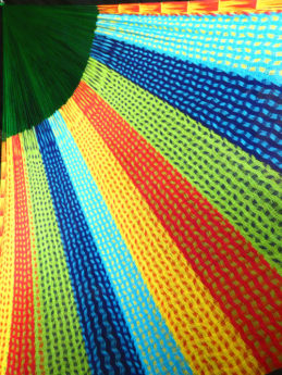 détail tissage hamac matrimonial filet coton traditionnel mexicain