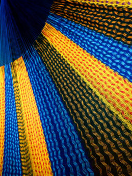 détail tissage hamac matrimonial filet coton traditionnel mexicain