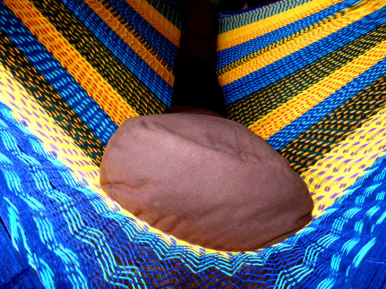 détail tissage hamac matrimonial filet coton traditionnel mexicain