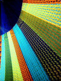 détail tissage hamac matrimonial filet coton traditionnel mexicain