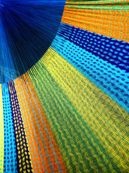 détail tissage hamac matrimonial filet coton traditionnel mexicain