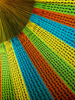 détail tissage hamac matrimonial filet coton traditionnel mexicain