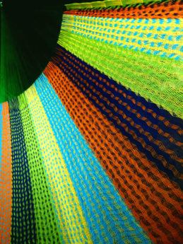 détail tissage hamac matrimonial filet coton traditionnel mexicain