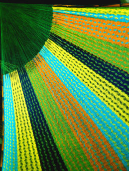 détail tissage hamac matrimonial filet coton traditionnel mexicain