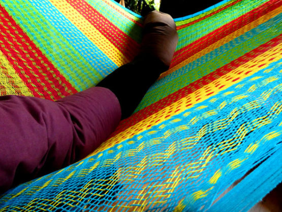 détail tissage hamac filet coton traditionnel mexicain