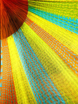 détail tissage hamac double filet coton traditionnel mexicain