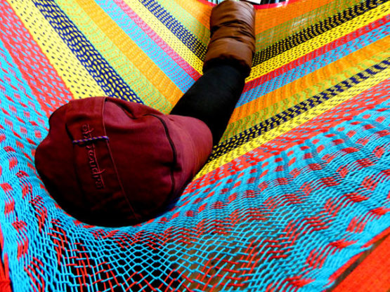 hamac tissé chez l'habitant dans le Yucatan au Mexique. Savoir faire ancestral il est utilisé comme lit