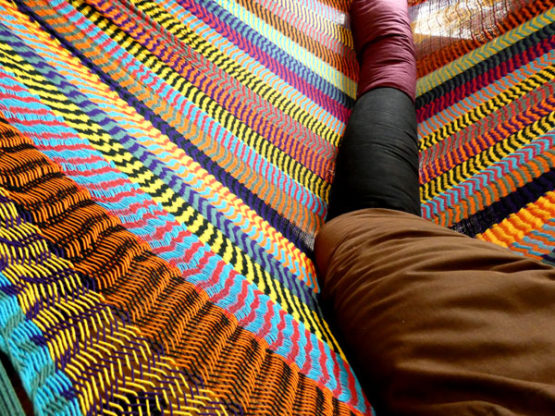 détail tissage hamac filet coton traditionnel mexicain