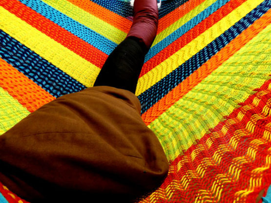 détail tissage hamac filet coton traditionnel mexicain