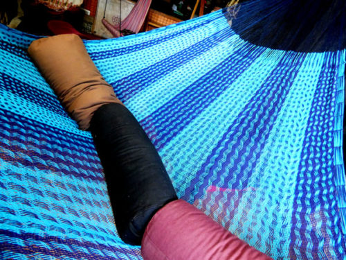 hamac mexicain coton tissé main bicolore