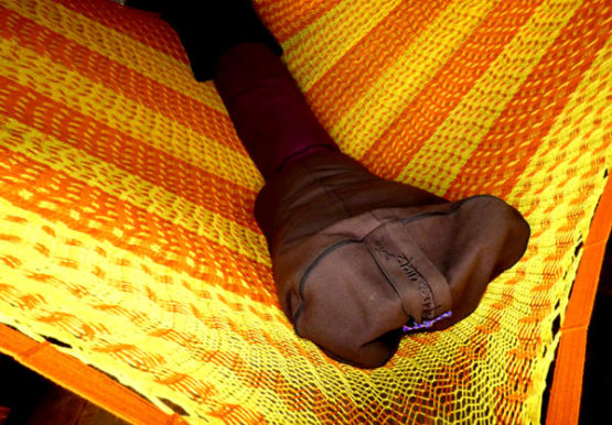 détail tissage hamac traditionnel coton mexicain