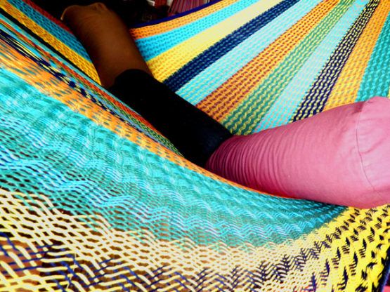 détail tissage hamac filet traditionnel coton mexicain