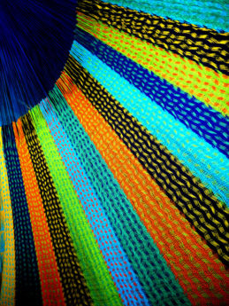 détail tissage hamac mexicain traditionnel filet coton