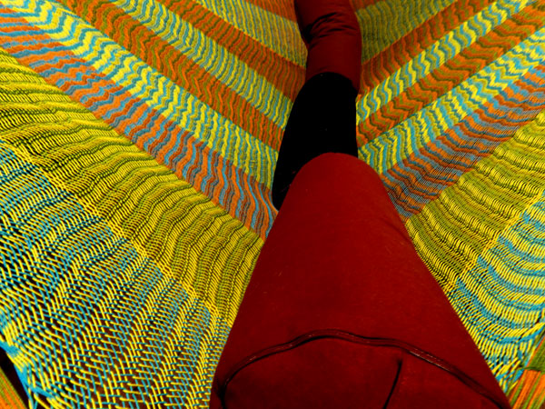 Hamac double «coton» orange 4M251225 détail tissage hamac mexicain traditionnel