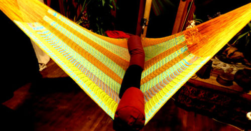 Hamac double «coton» orange 4M251225 hamac mexicain artisanal en tissu