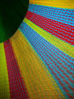 détail tissage hamac double filet coton traditionnel mexicain