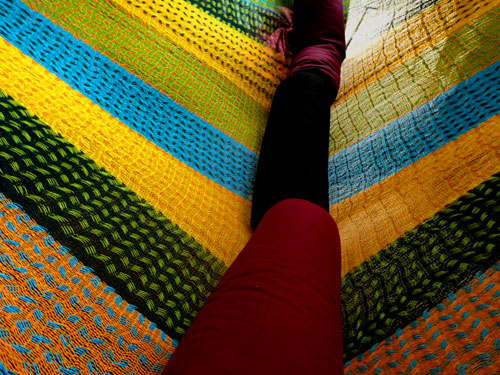 Hamac Matrimonial «coton» Jaune 6M260611 hamac mexicain artisanal en tissu