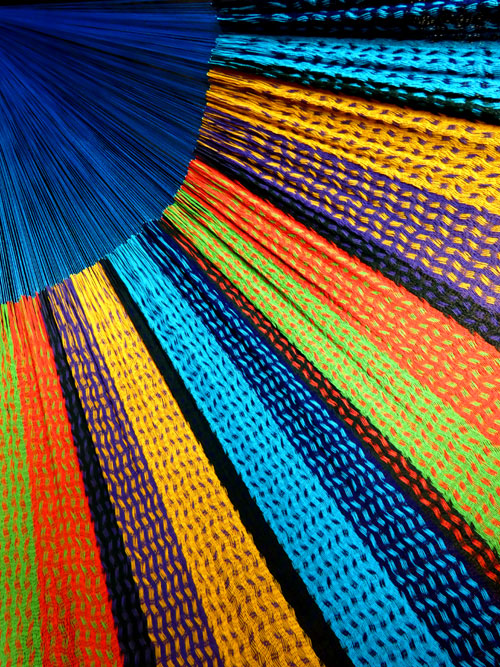 Hamac familial « coton » Bleu 8M260715 détail tissage hamac mexicain