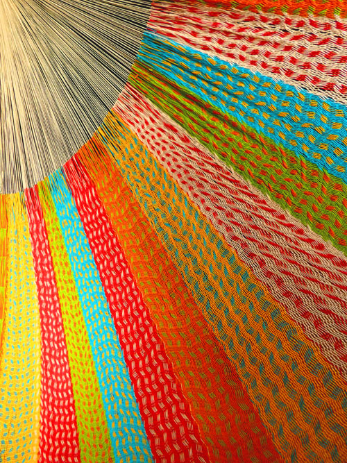 Hamac familial « coton » Écru 8M260714 détail tissage hamac mexicain