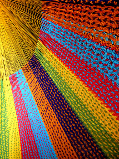 Hamac familial « coton » Jaune 8M260802 détail tissage hamac mexicain