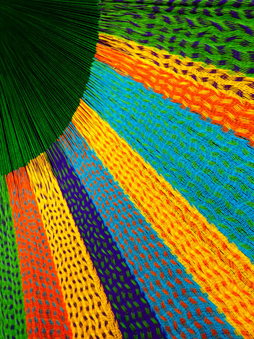 Hamac Matrimonial «coton» Vert 6M261042 détail hamac mexicain traditionnel ,tissage coton, suspentes synthétique.