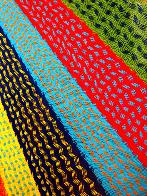 Hamac familial « coton » Bleu 8M261086 hamac mexicain détail ,tissage coton,