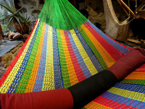 Hamac familial «synthétique» Vert 8T261036 hamac mexicain artisanal en tissu